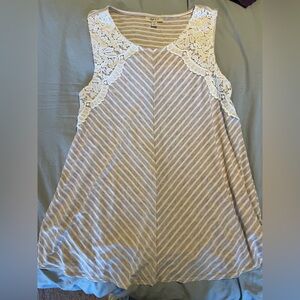 Style & Co. Gray and White Striped Tank Top